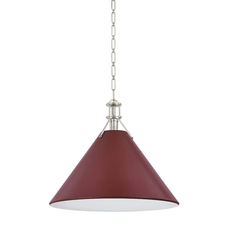 Hudson Valley Lighting MDS352L Painted No. 2 21" Wide Pendant - Polished Nickel / Soft Crimson