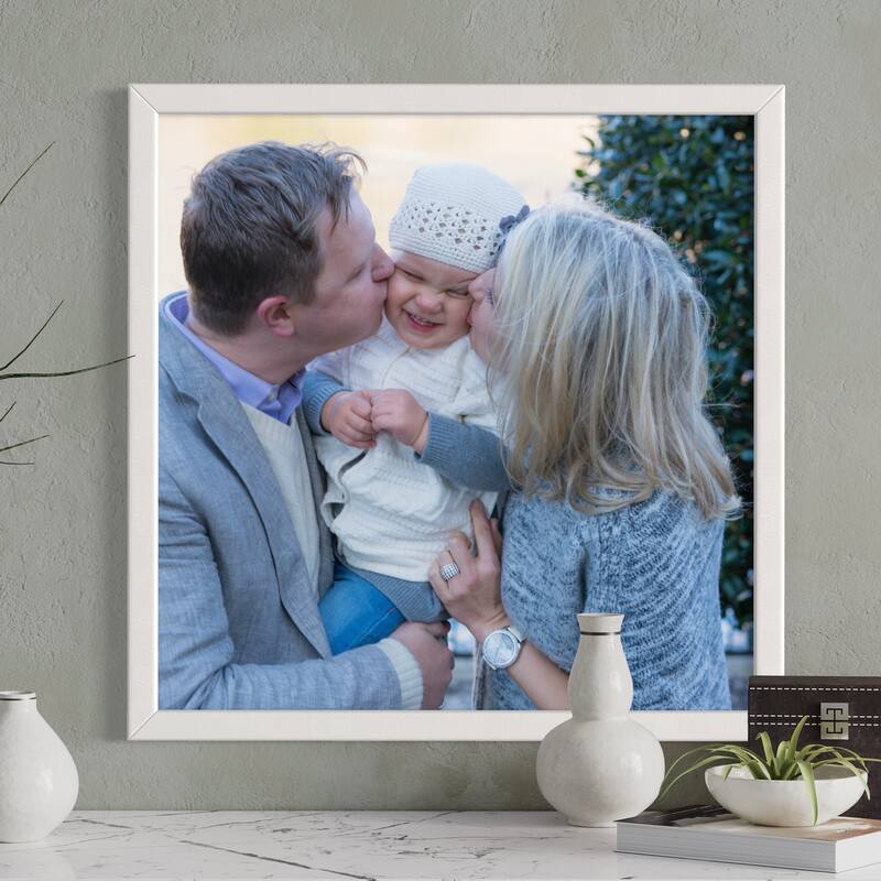 17x17 Contemporary White Wood Picture Square Frame - Picture Frame Includes UV Acrylic, Foam Board Backing, & Hanging Hardware!