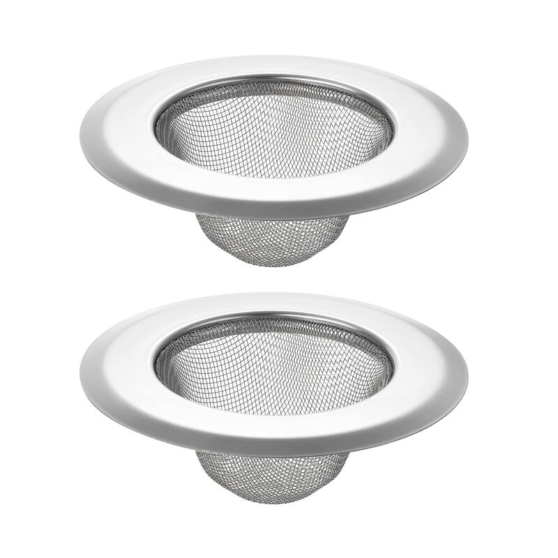 2Pcs Stainless Steel Kitchen Sink Strainer, Silver
