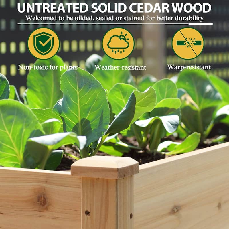 VEIKOUS Wood Raised Garden Bed with Drainage Holes, Outdoor Elevated Planter Box