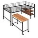 preview thumbnail 6 of 13, Black Twin Size Metal Loft Bed with Desk and Shelves for Kids, Teens, Girls, Boys