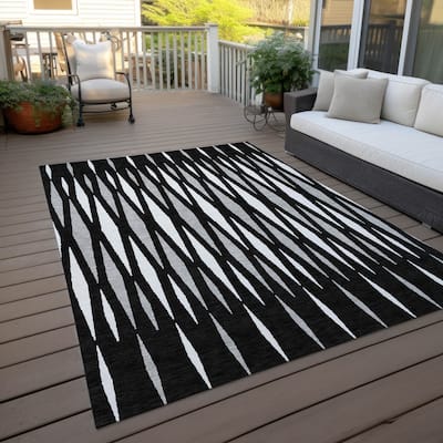 Machine Washable Indoor/ Outdoor Chantille Mosaic Contemporary Rug
