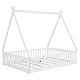 preview thumbnail 7 of 19, Full Size Tent-shaped Floor Bed with Safety Guard Rails, Solid Wood Slats, Door Panel Bed Frame for Kids, Teens, Girls, Boys