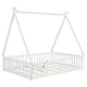 preview thumbnail 35 of 49, Tent-shaped Floor Bed with Fence & Door,Wooden Montessori Bed for Kids