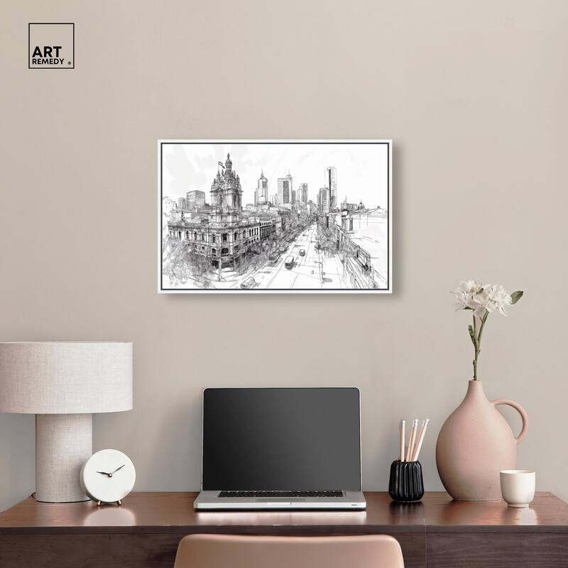 Collins Street Sketch Canvas by Art Remedy
