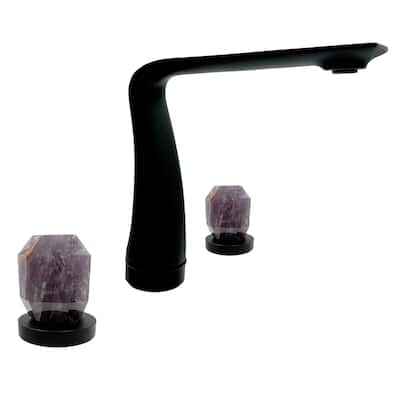 Modern Widespread 3 Hole, 2-handle Bathroom Faucet with Amethyst Handles