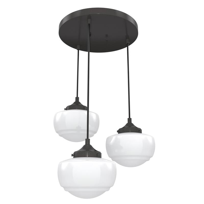 Hunter Saddle Creek 3-Light Vintage Schoolhouse Cluster Hanging Ceiling Light - Entry, Kitchen Table - Transitional