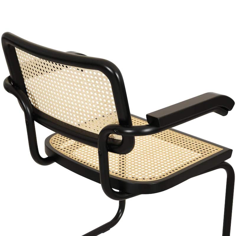 Breuer Chair Company Marcel Breuer Cesca Cane Cantilever Armchair Arm Chair w/ Black Steel Frame (Various Wood & Cane Colors)