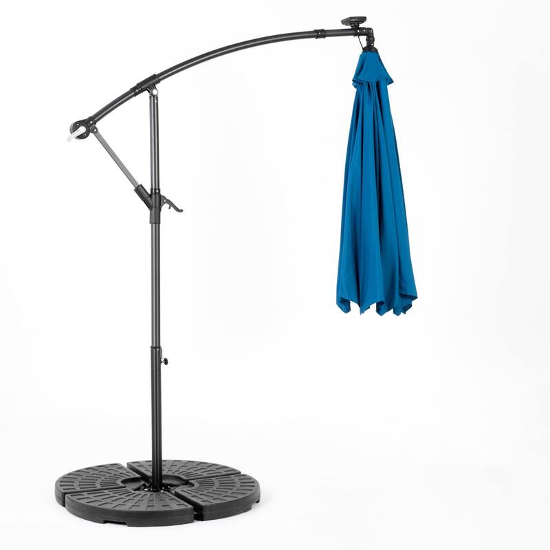 9.67 ft. Steel Market Outdoor Patio Umbrella with 40 lights, Solar LED Offset Hanging Umbrella (No Base)