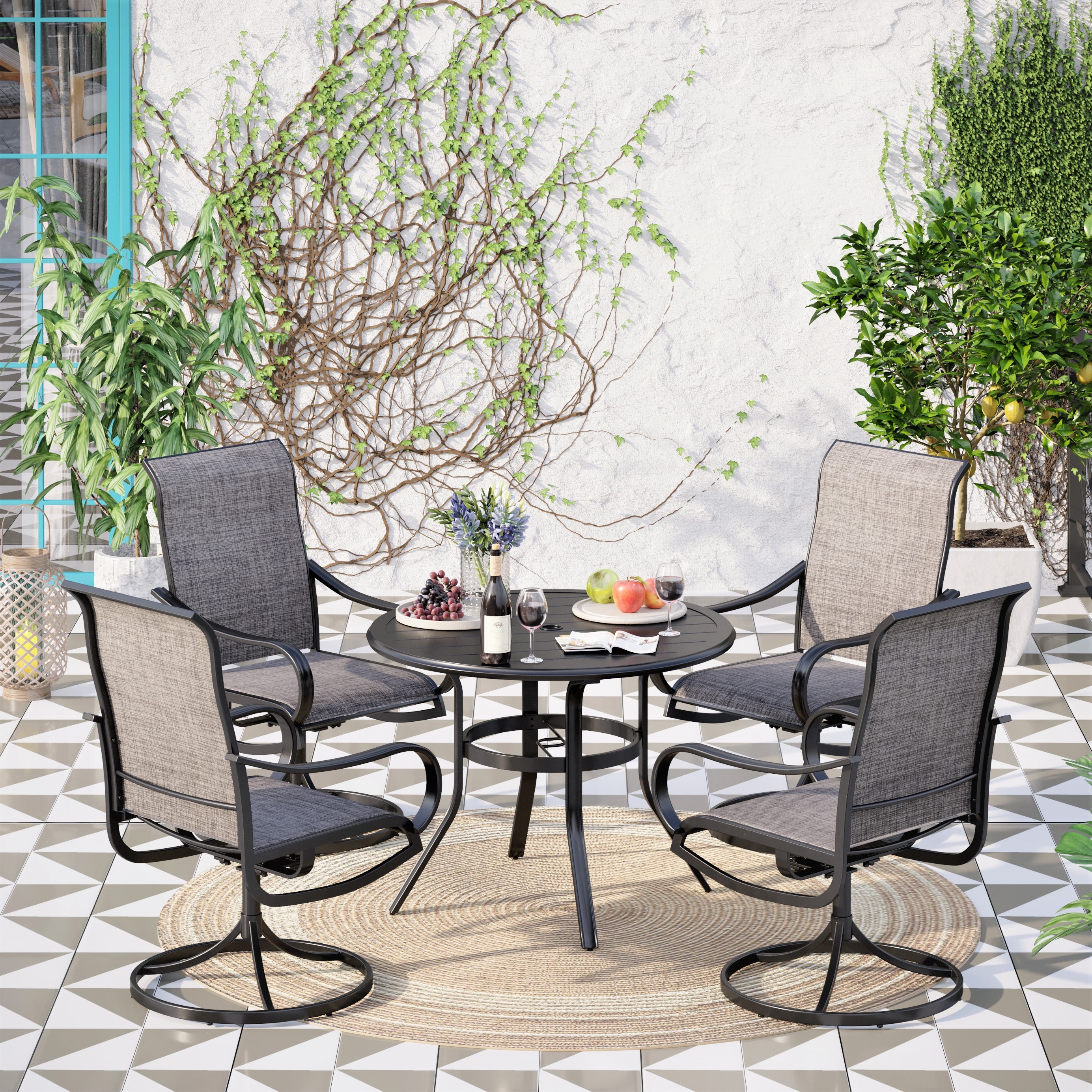 5 piece Patio Dining Set 4 Patio Swivel Dining Chairs 1 Round