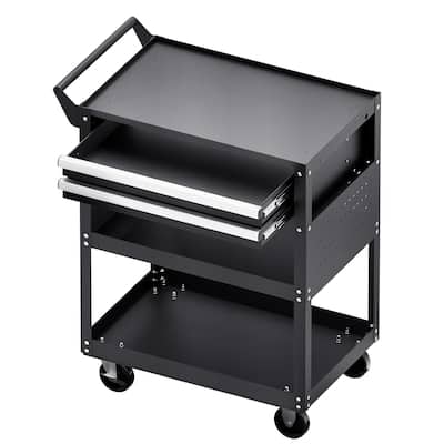 5-Tier Rolling Tool Cart with Pegboard and Lockable Drawers, 400 lb - 30.9 x 17.7 x 37.2 in
