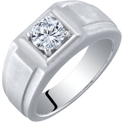 Men's 1 ct Moissanite Hightower Matte Finish Sterling Silver Ring