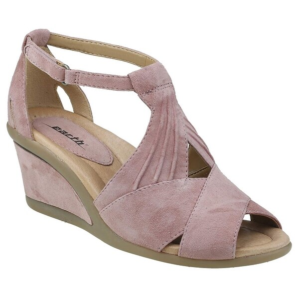 earth suede peep toe wedge