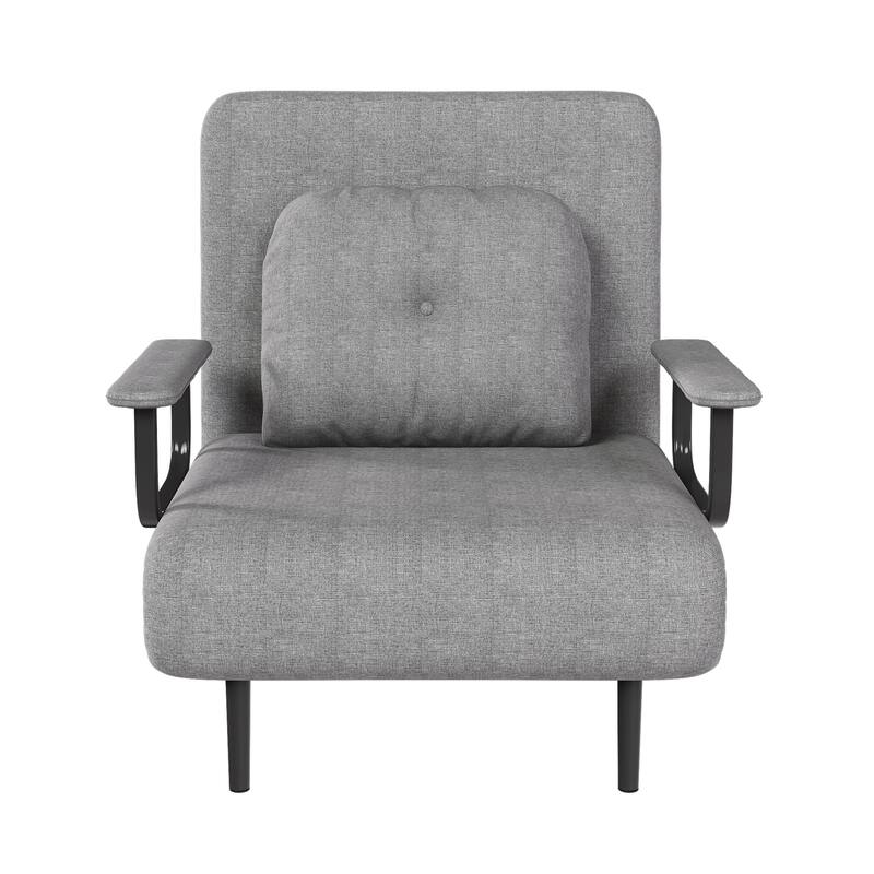 Folding Chair Bed, Convertible Sleeper Sofa 5 in 1 Folding Bed with 5-Position Adjustable Backrest & Pillow, Floor Single Chairs