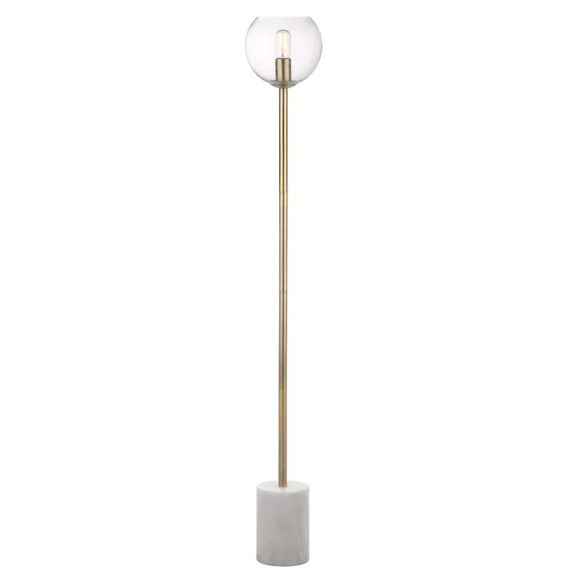 SAFAVIEH Lighting Gilian 61-inch Gold Edison Bulb Floor Lamp - 8.5" x 8.5" x 61" - White/Brass Gold - 9Wx9Dx61H