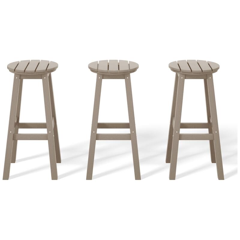 Laguna Hdpe All Weather Outdoor Patio 29" Round Bar Stool (Set Of 3)