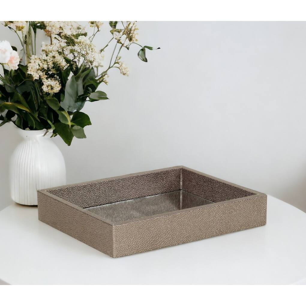 HomeRoots 10" Gray Rectangular Wood Handmade Tray