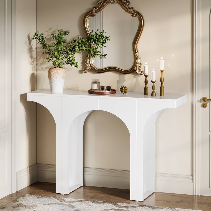 47 Inches Console Table, Black Sofa Table Behind Couch, Vintage Modern Entryway Hallway Table