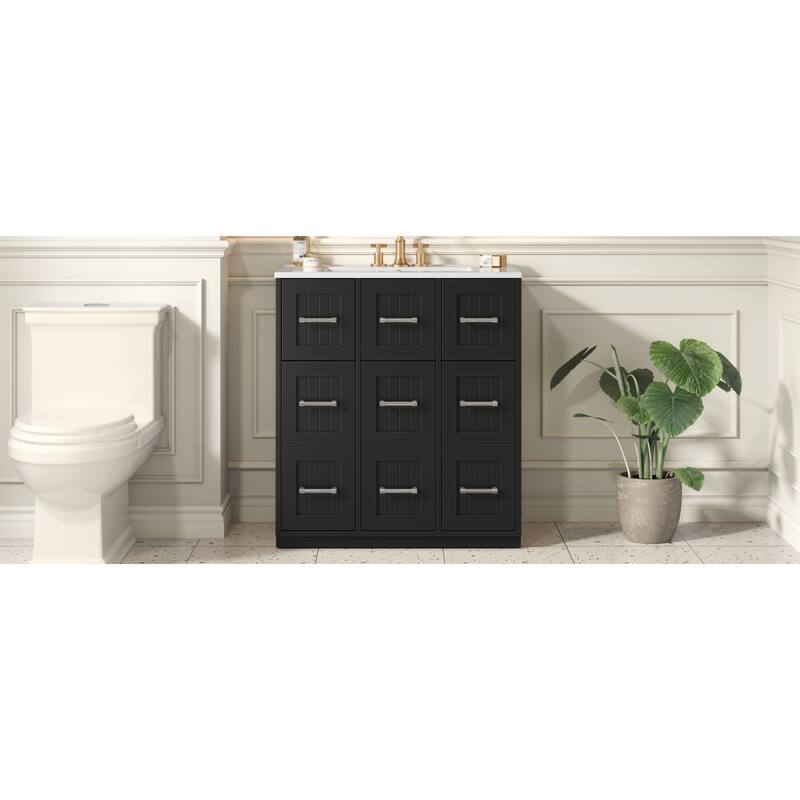 Roomfitters 30" Bathroom Vanity with Undermount Sink, Painted Storage Cabinet with Sliding Bins & Tilt-Down Compartment