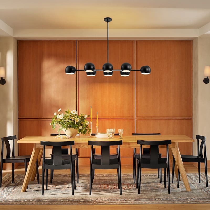 8-Light Modern Linear Clear Glass Globe Bubble Chandelier for Dining Room