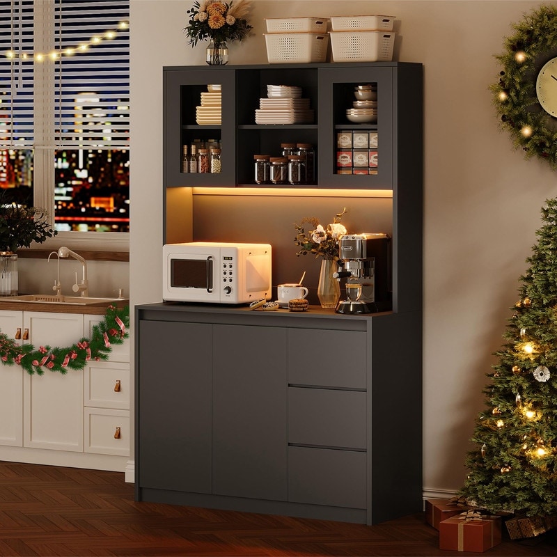 Kitchen Pantry Cabinet with Charging Station