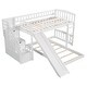 preview thumbnail 6 of 16, Stylish & Playful House Design Wood Bunk Bed with Slide, Ladder and Storage Drawers, Sturdy Frame, White