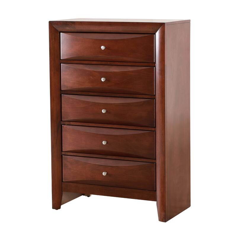 Wooden 5-Drawer Bedroom Chest - 48" - Chestnut Brown