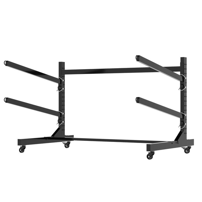 Freestanding Kayak Storage Rack - Holds 2 Kayaks, Heavy-Duty Adjustable Stand with Lockable Wheels for Kayak