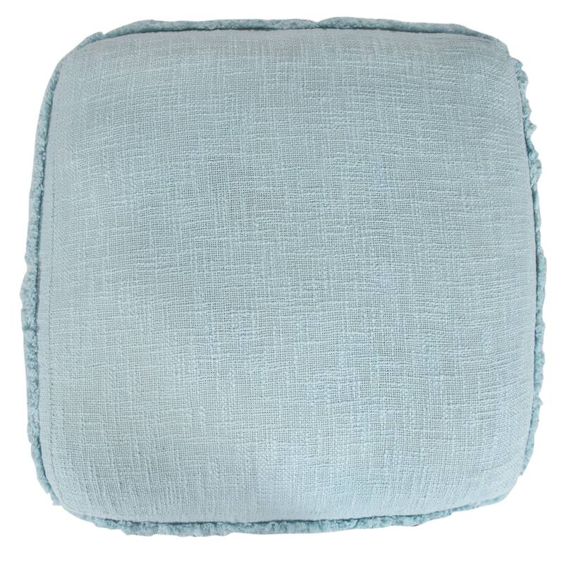18" Blue Solid Texture and Striped Square Pouf Ottoman