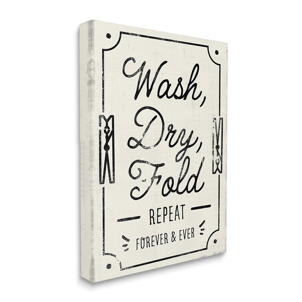 Stupell Charming Retro Laundry Wash Dry Fold Repeat Canvas Wall Art Design By Victoria Barnes