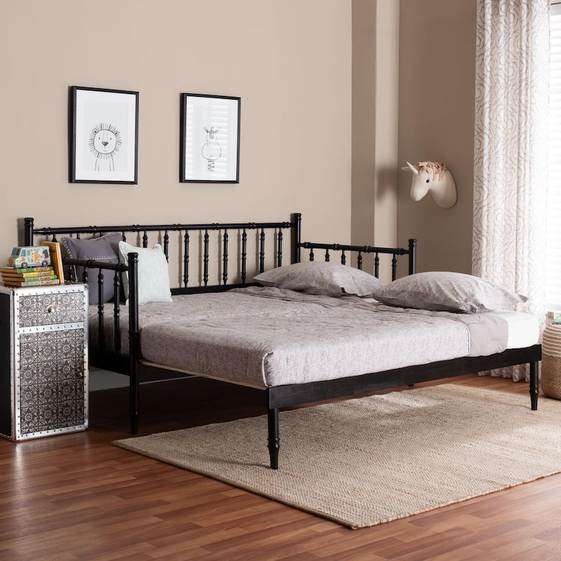 Marisela Twin-To-King Expandable Daybed - Wood Spindle Bed Frame with Bamboo-Inspired Posts, Modern Transitional Furniture