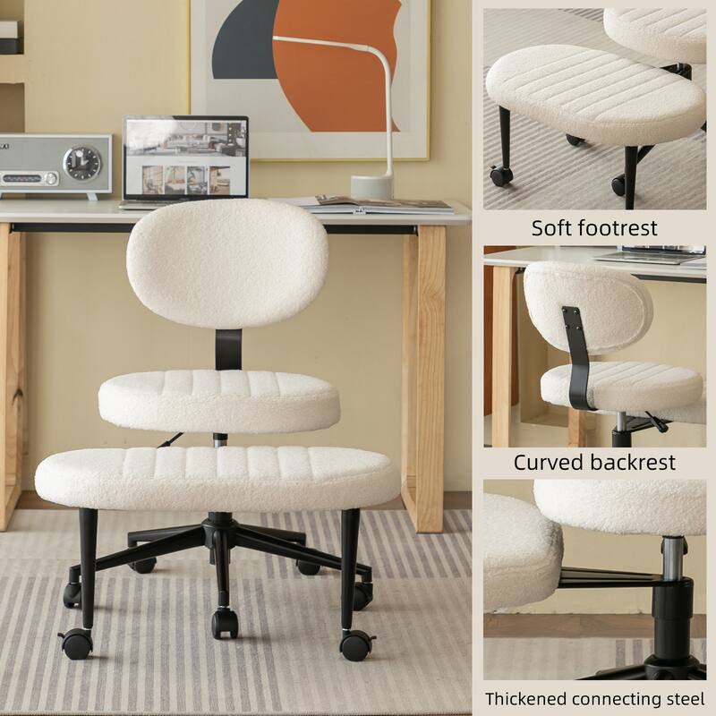 Ergonomic Office Chair-Multi-Position Cross Legged Design, Swivel Desk Chair with Back Support & Rolling Base