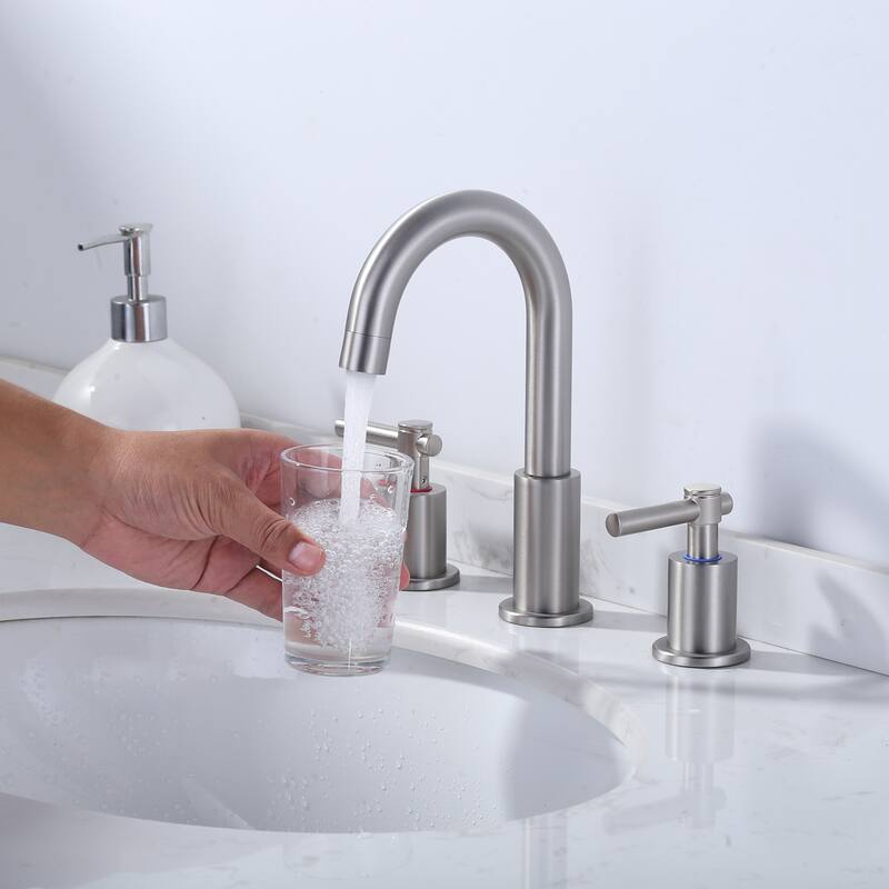 WOWOW Widespread 8 in. Double Handle Bathroom Faucet