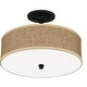 preview thumbnail 4 of 3, Quoizel Zen 3-Light Mystic Black Semi-Flush Mount with Rattan Shade