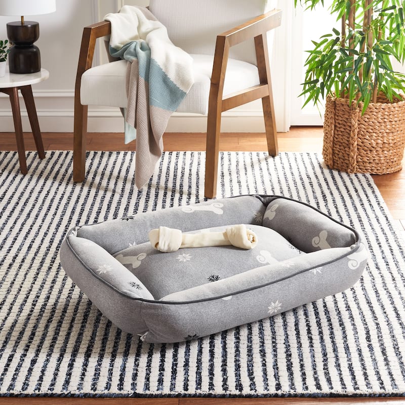 SAFAVIEH Shouko Dog Bed - 24Wx28Dx6H - Grey/Ivory