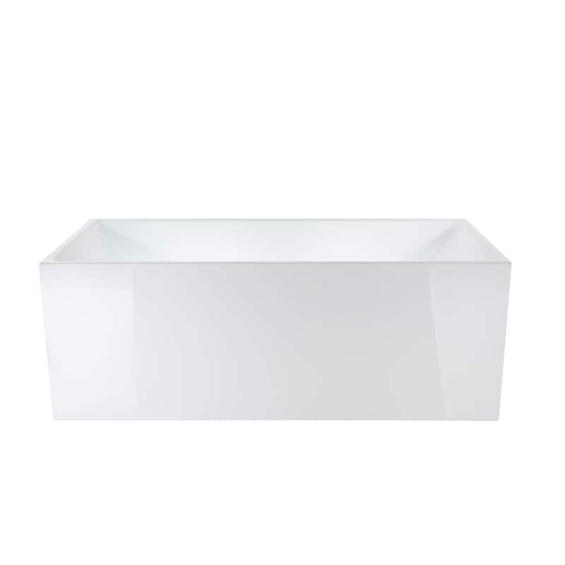 Vanity Art 67" Acrylic Freestanding Soaking Bathtub with Overflow and Pop-up Drain - 67" - White/Integrated Overflow