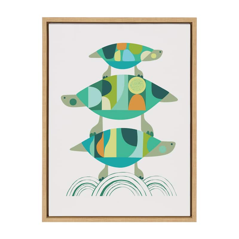 Kate and Laurel Sylvie Turtle Family Framed Canvas by Rachel Lee