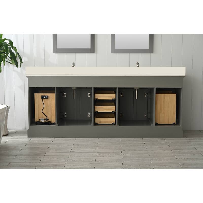 84" Milano Classic Double Bathroom Vanity in Gray