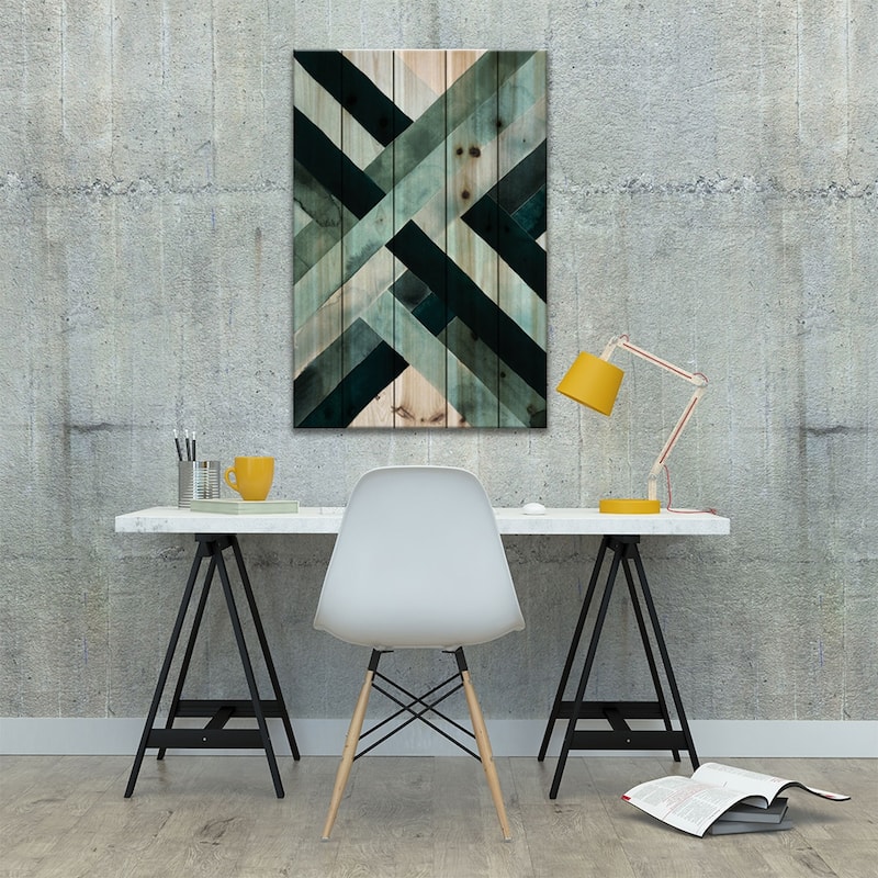 Watercolor Weave II Print On Wood by Grace Popp - Multi-Color