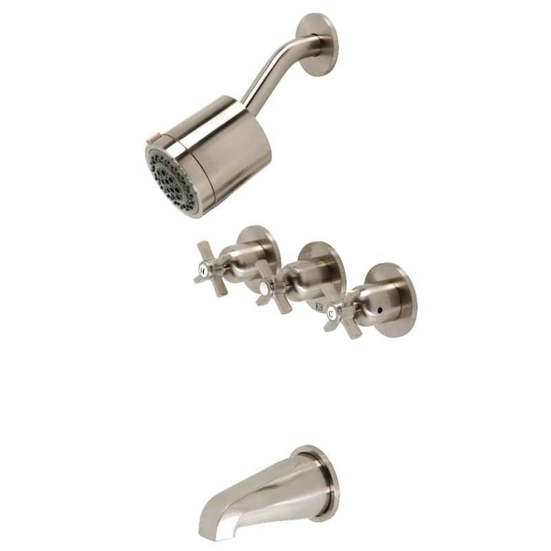 Millennium Three-Handle Tub and Shower Faucet - Brushed Nickel