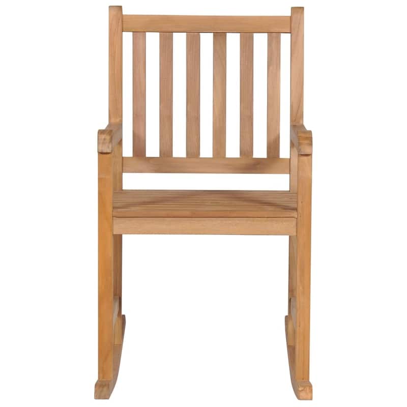 vidaXL Rocking Chair with Green Cushion Solid Teak Wood - 22.8" x 36.4" x 41.7"