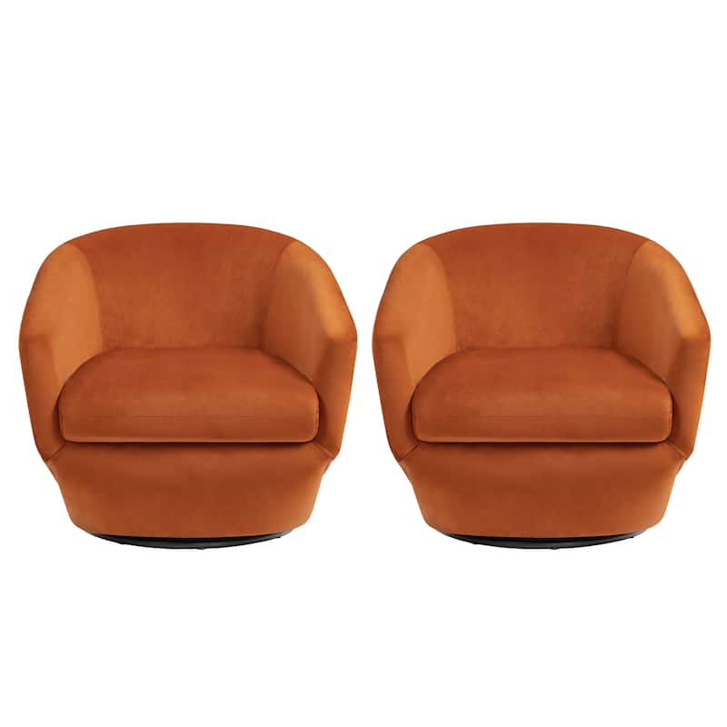Faux Leather Velvet Upholstered Swivel Barrel Chair