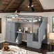 preview thumbnail 2 of 38, Contemporary Twin Size Loft Bed with Wardrobe and Staircase, Desk and Storage Drawers and Cabinet in 1, Maximized Space, Gray