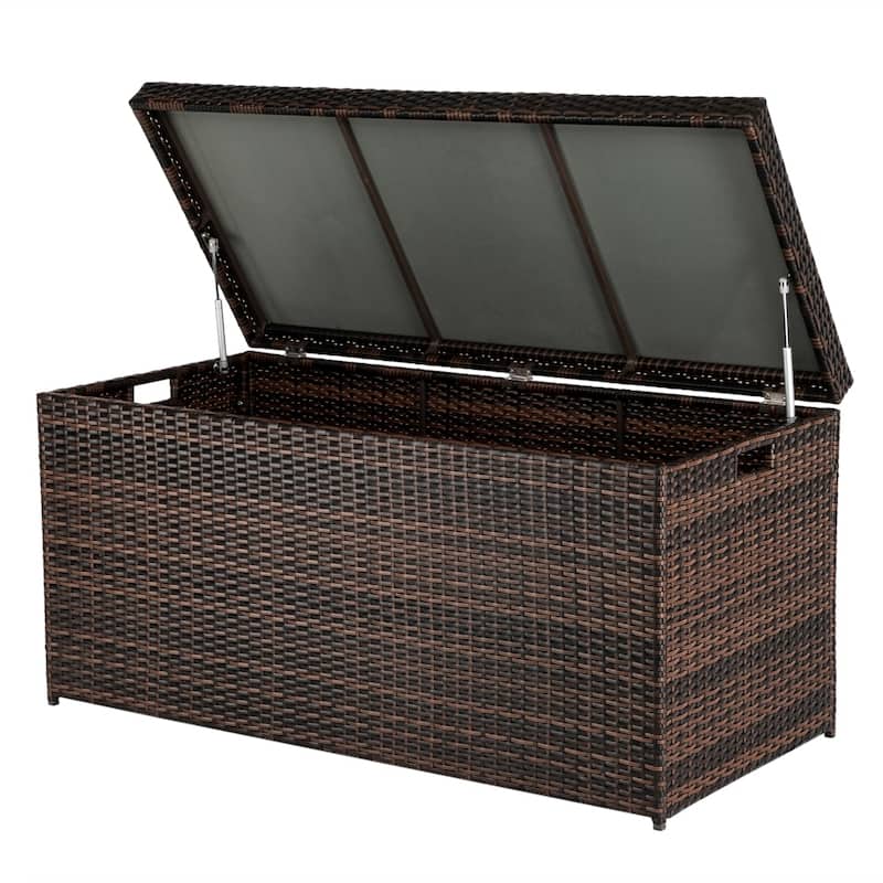 Outdoor 132 Gal. Rattan Deck Storage Box - Brown