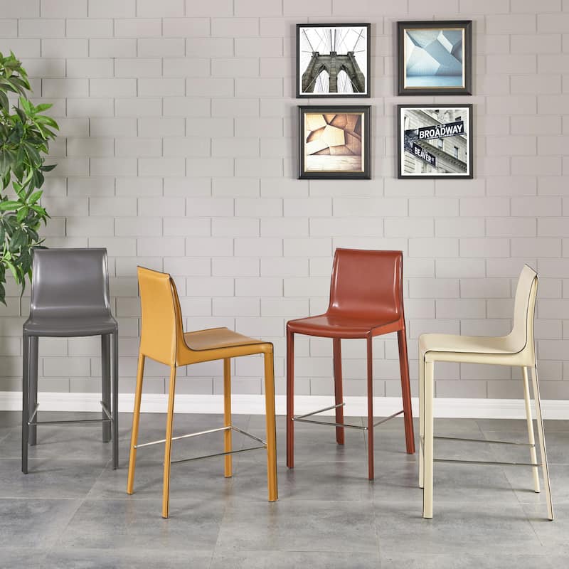 NPD Furniture Gervin Recycled Leather Counter Stool (Set of 2)