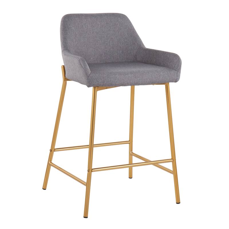 Silver Orchid Galotti Gold Fixed-Height Upholstered Counter Stool - Set of 2