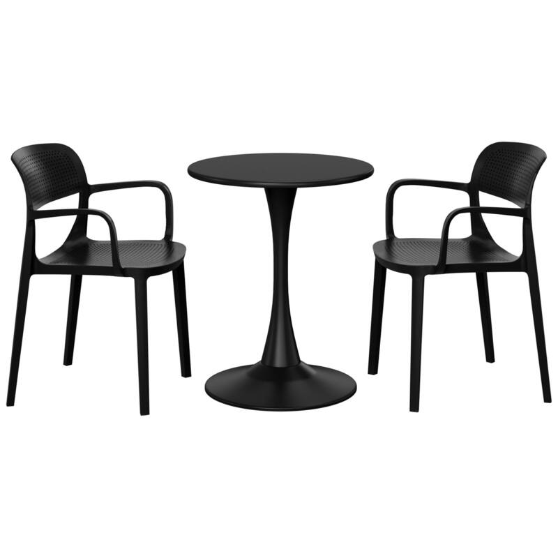 Frond and Form 2-Person Outdoor Round Dining Set - Black