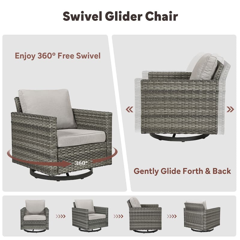 5 Pieces Fire Pit Table with Sofa Swivel Chair Set