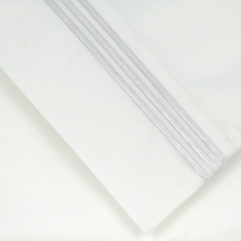 Pointehaven Long Staple Cotton Embroidered Percale Oversized Percale Cooling 4 pc Sheet Set