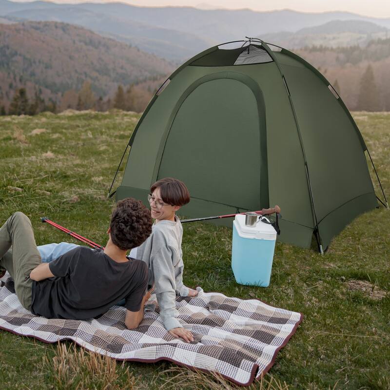 Gymax 2-Person Camping Cot Combo Off-Ground Travel Cot Tent w/Pop-up